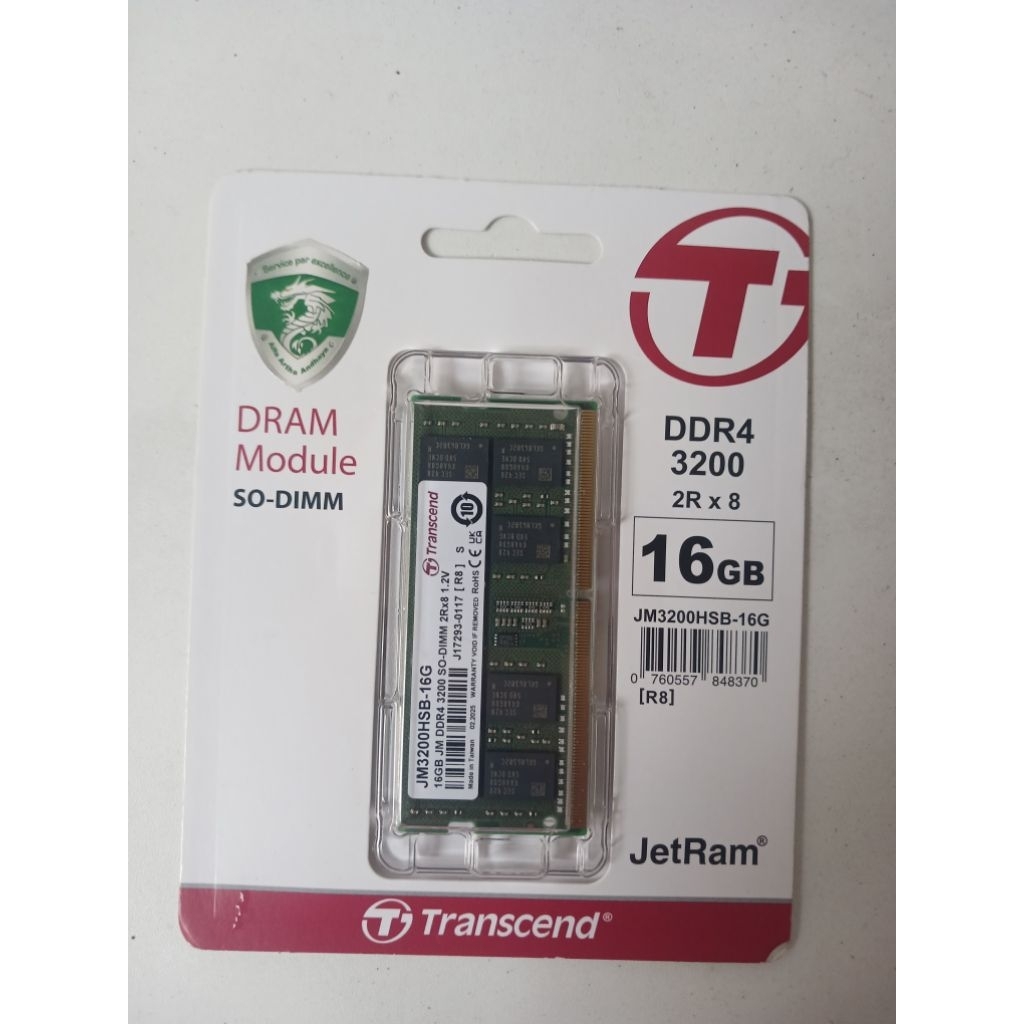 Transcend JetRam DDR4 16GB 3200 MHz SODIMM (JM3200HSB-16G)
