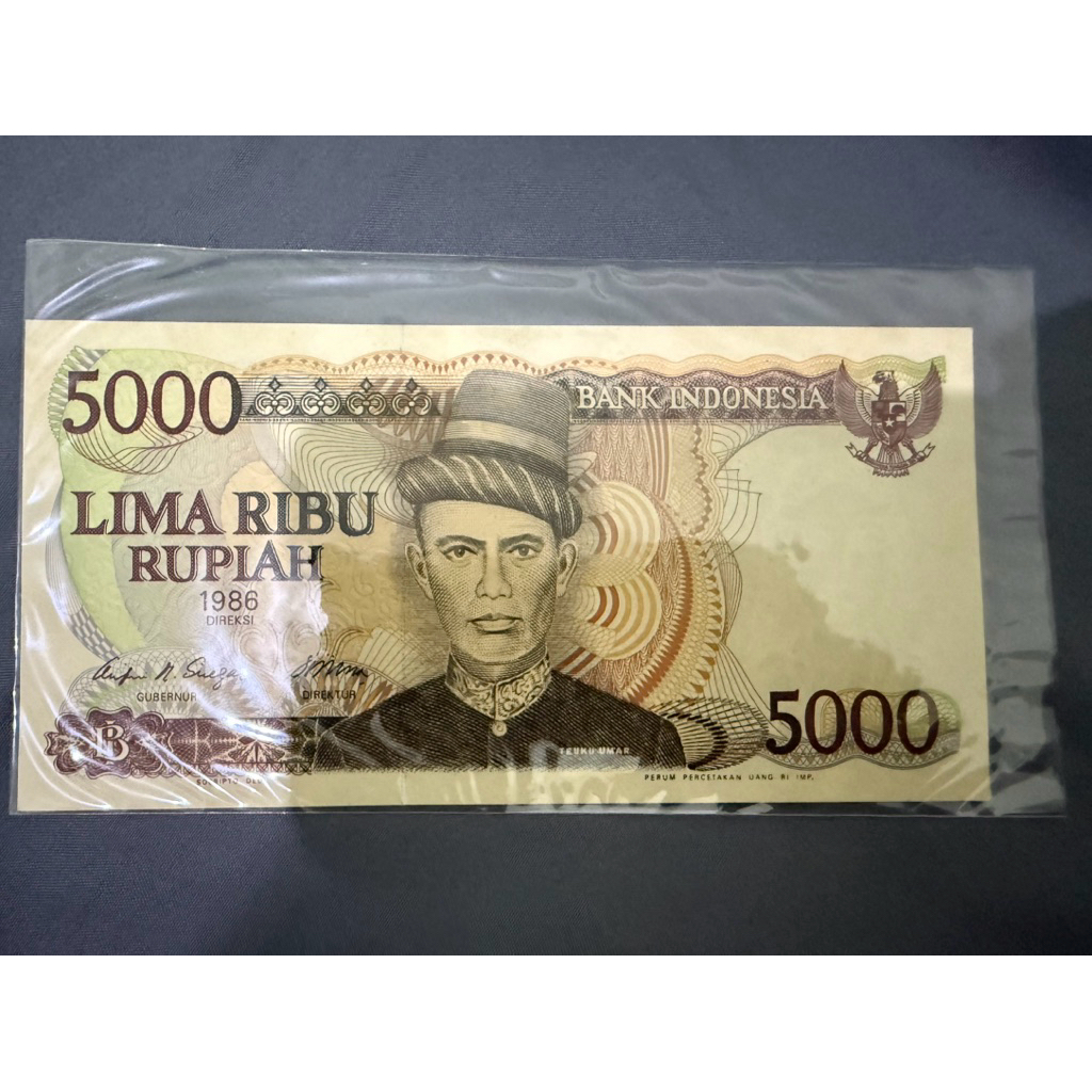 Uang kuno 5000 rupiah teuku umar gres UNC