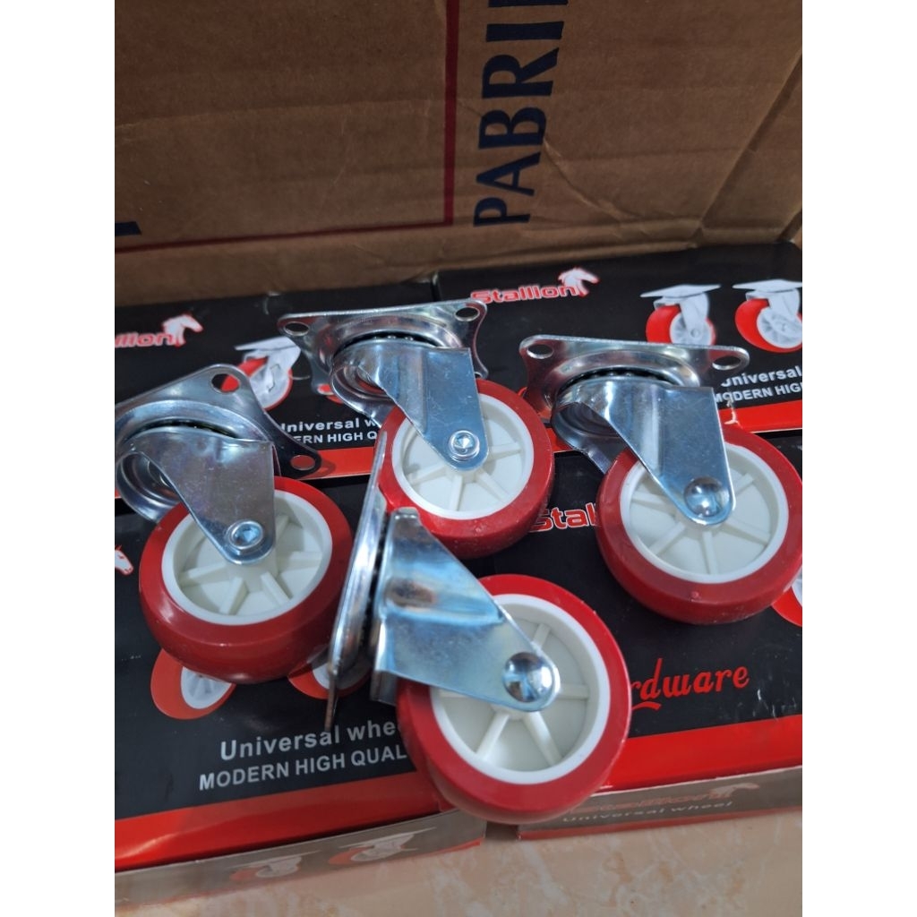 Roda caster troli Hidup +rem stalion/ roda caster 2inch  caster roda pvc merah