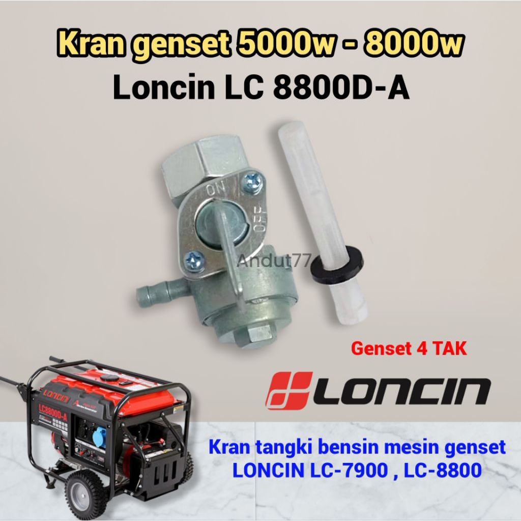 Kran bensin tangki diesel genset LONCIN LC 8800 6000w fuel cock with filter generator listrik bensin