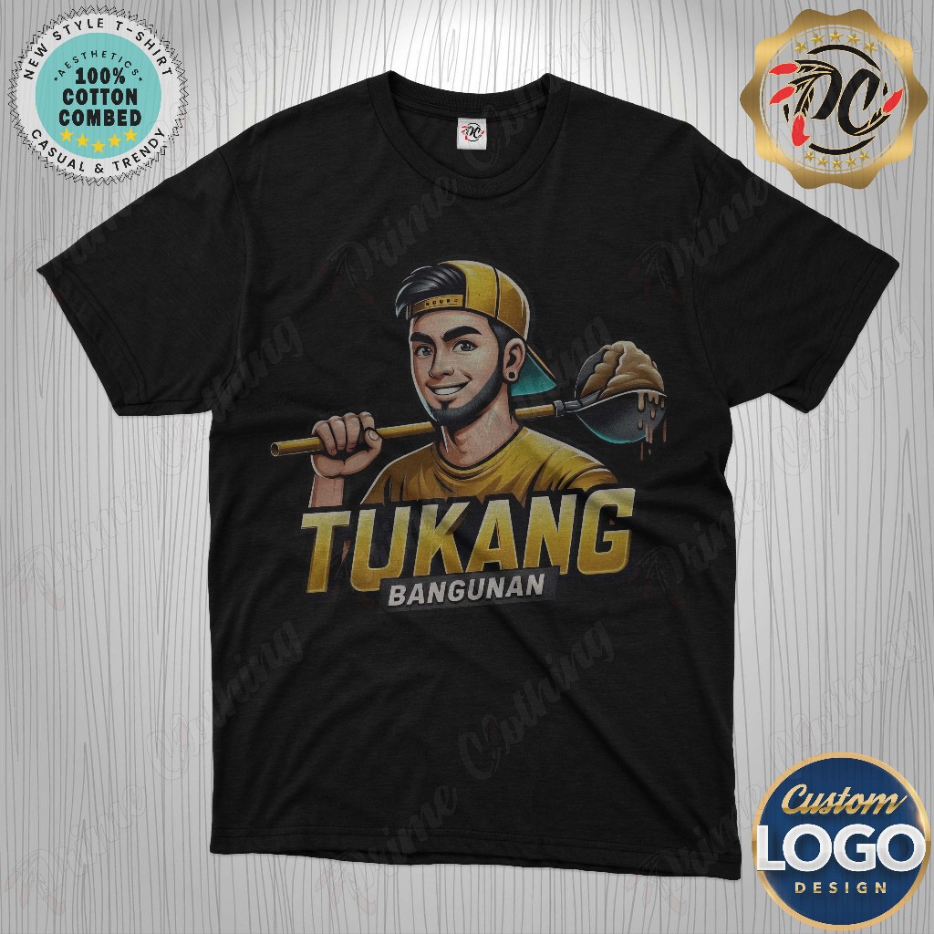 KAOS DEWASA BAJU ATASAN PRIA & WANITA T-SHIRT CUSTOM DESIGN TUKANG BANGUNAN