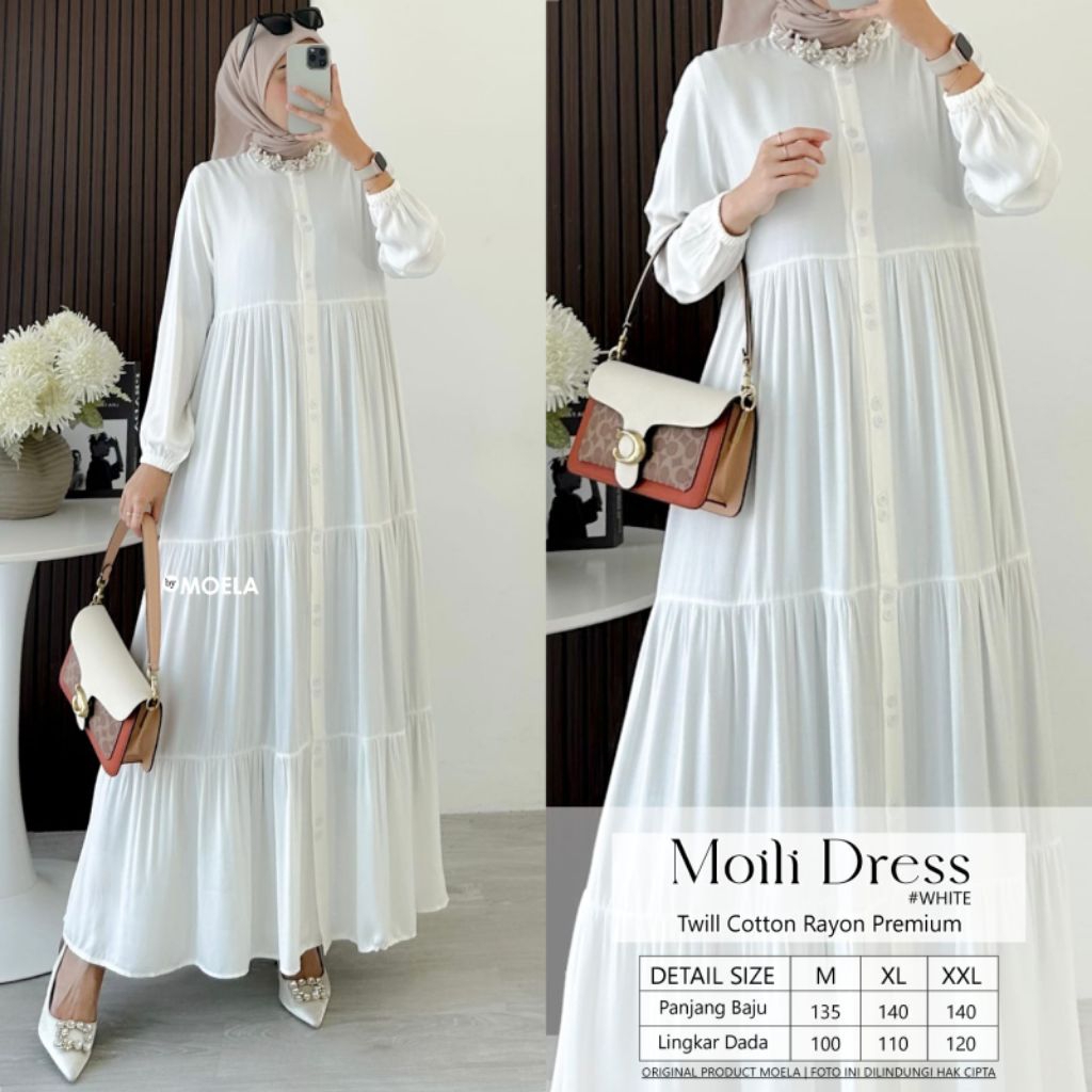 Moili Dres Gamis Wanita Muslimah Polos Original MOELA