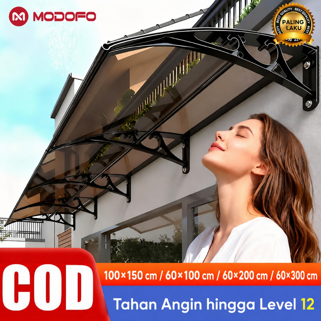 MODOFO Kanopi Canopy Jendela & Pintu Rumah Anti Hujan UV & Panas Mudah Dipasang Kuat Kokoh Tahan Lam