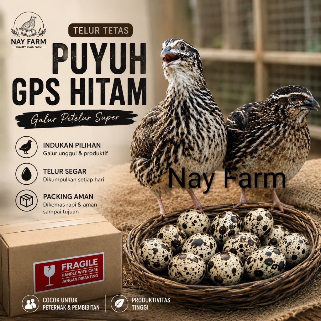 Telur Tetas Puyuh GPS Hitam Nay Farm | Telur Puyuh Fertil | Bibit Unggul Produktivitas Tinggi