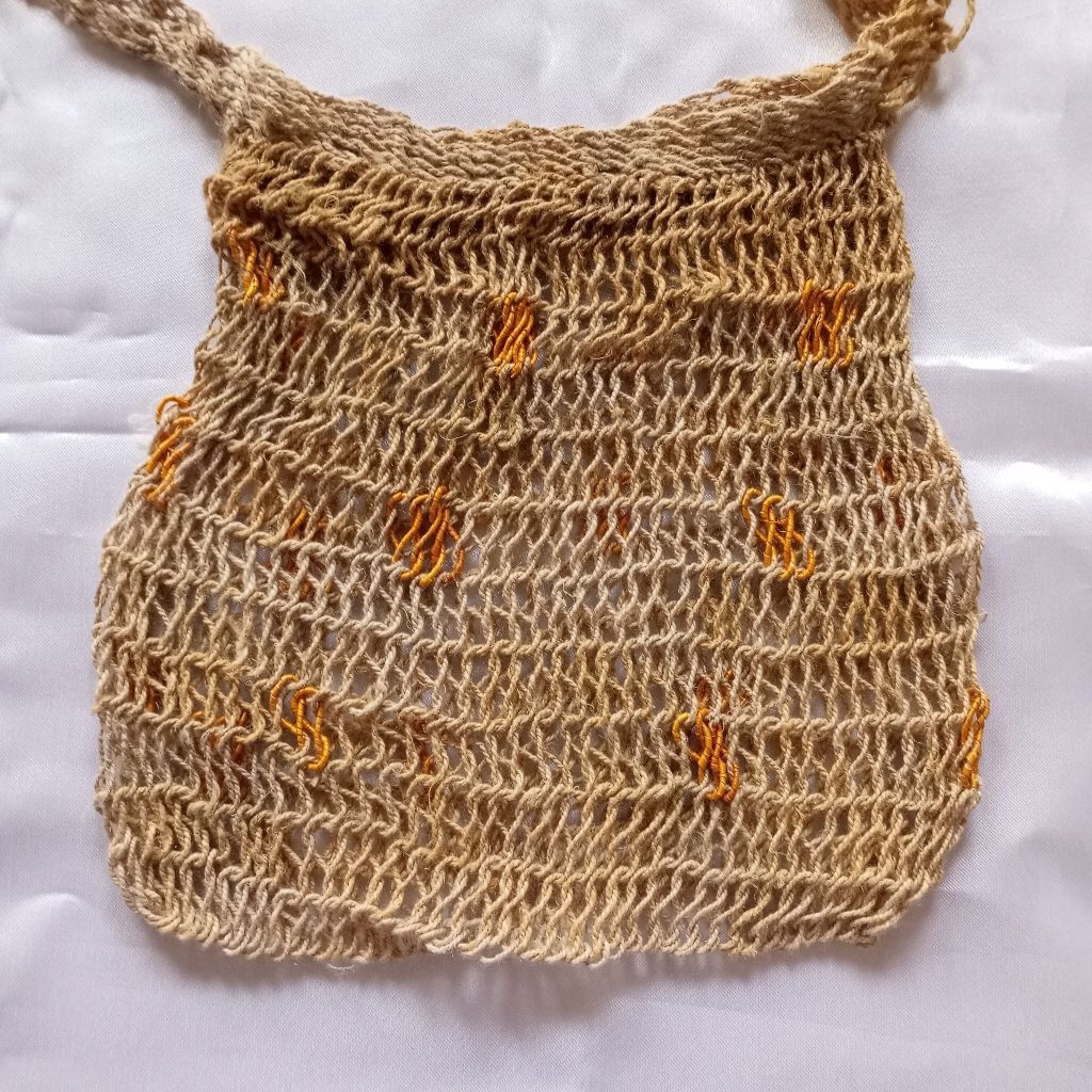 Tas Selempang Noken Serat Kayu Mix Kulit Anggrek Papua
