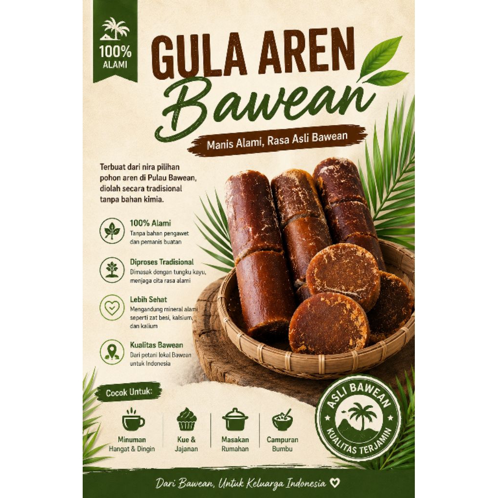 GULA BATU GULA MERAH GULA AREN ASLI BAWEAN
