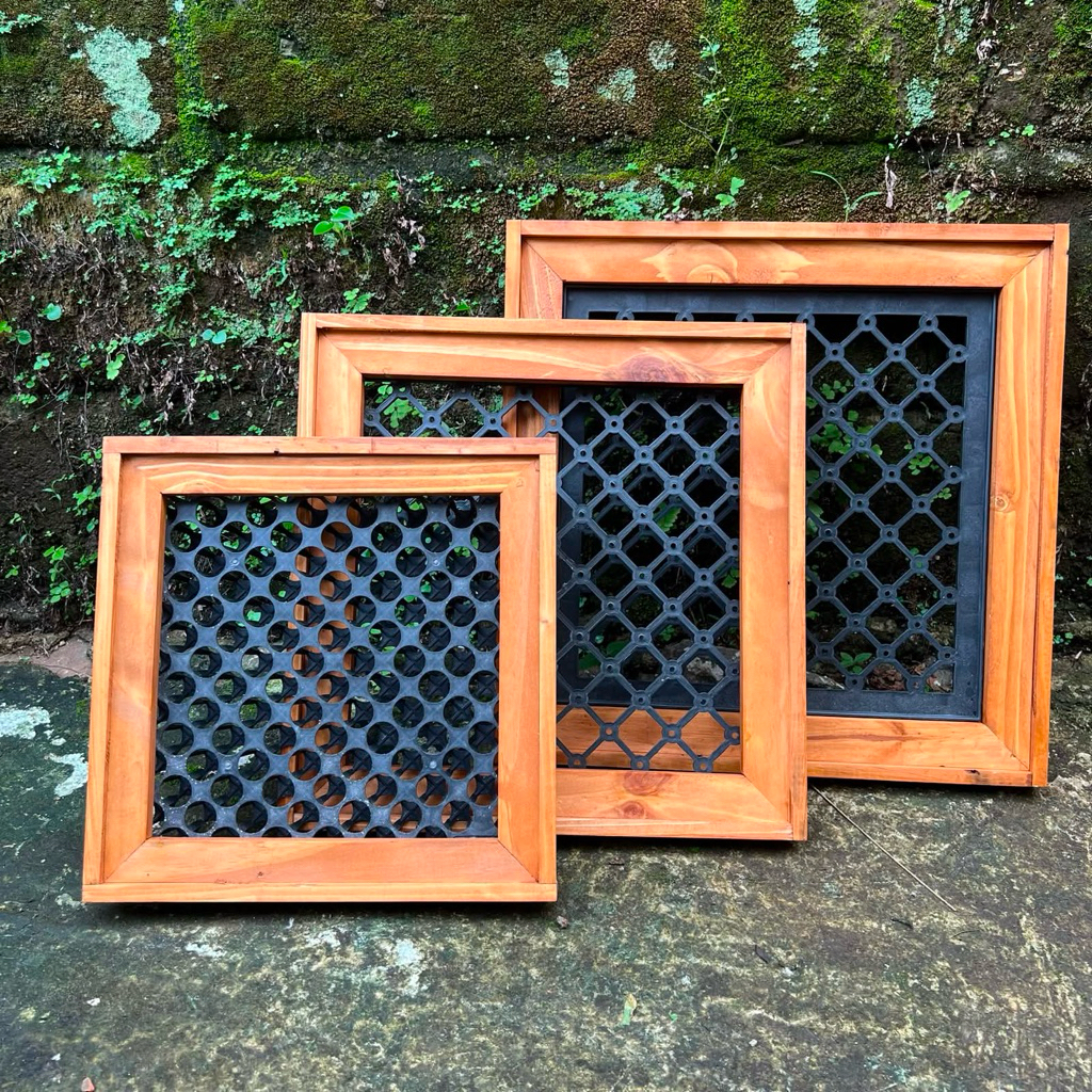 Frame Platycerium Kayu Jati / Papan Simbar Bingkai Kayu Platy Coklat list