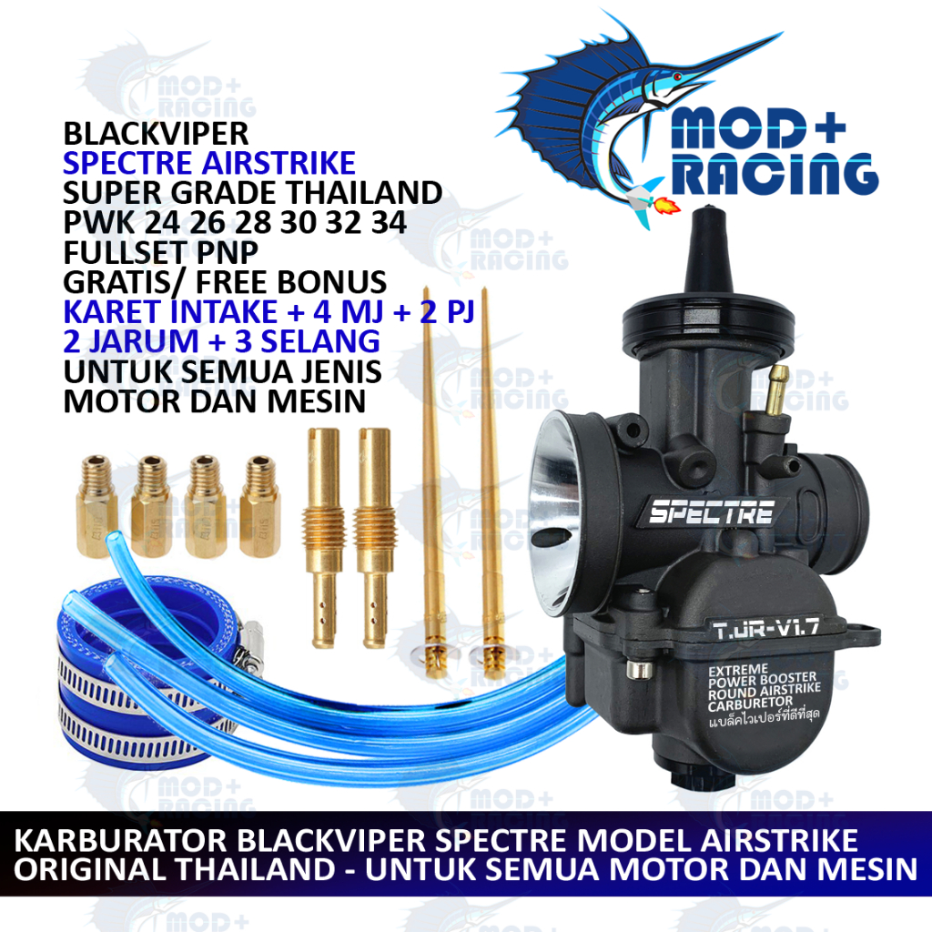 (COD) KARBURATOR ORIGINAL BLACKVIPER SPECTRE AIRSTRIKE TUTUP BULAT SKEP OVAL PWK 24 26 28 30 32 34 A