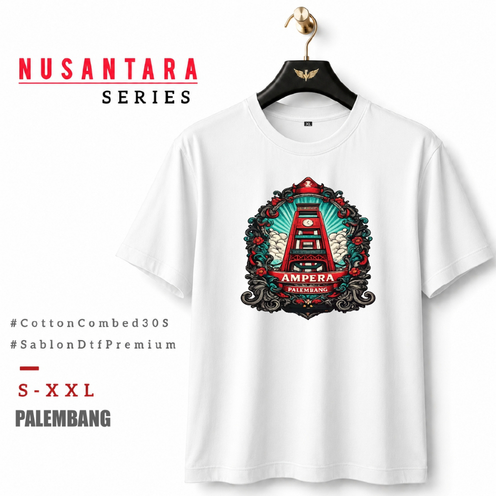 [ECER & GROSIR] Baju Kaos Premium oleh-oleh Ampera Palembang Souvenir Eksklusif Pria/Wanita Dewasa