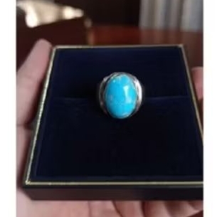 Cincin Batu Akik Pirus mesir urat perak ring monel tanam terbaik