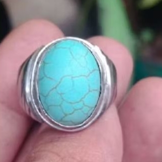 Cincin batu akik pirus sinciang mban monel tanam