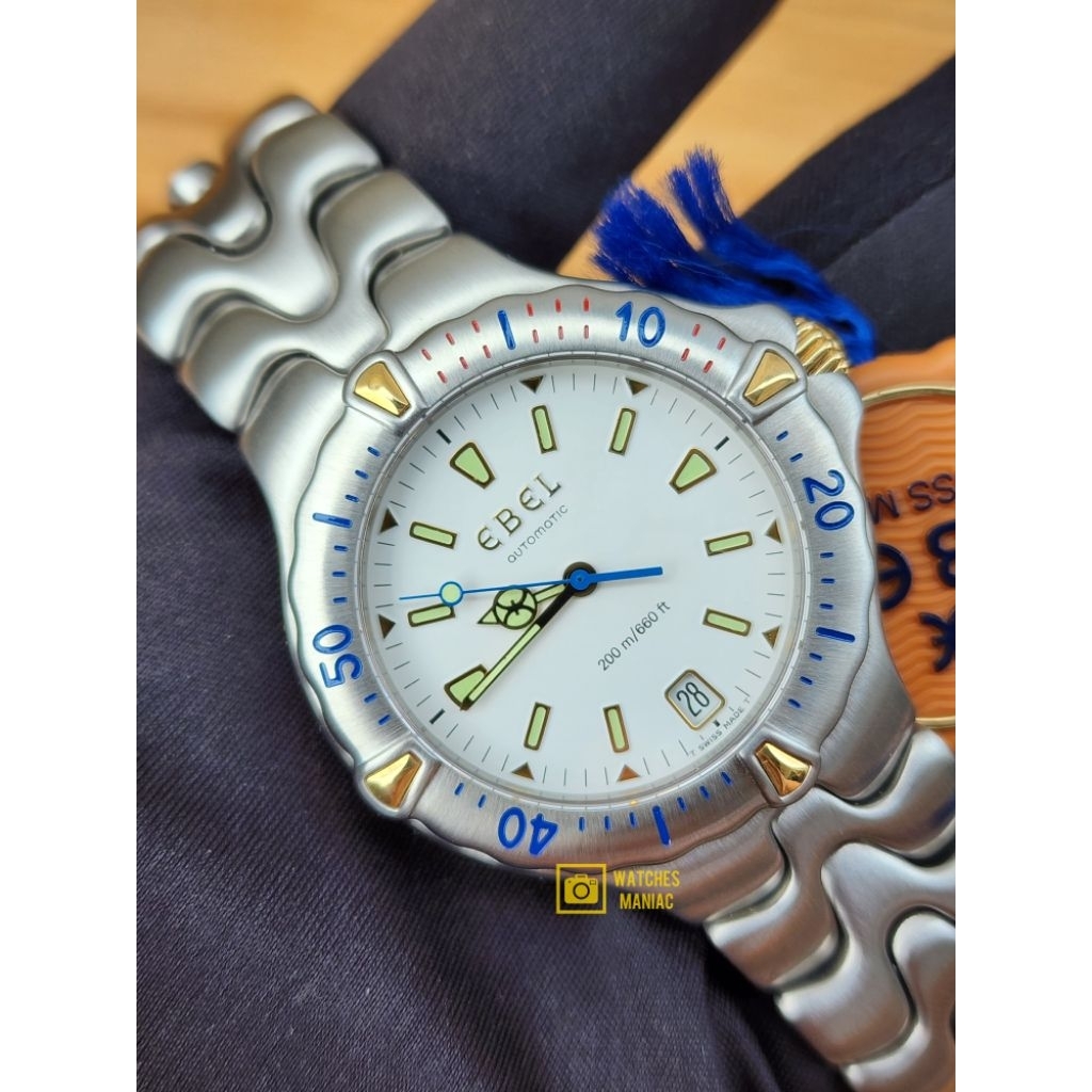 Jam Tangan Luxury Super Rare Original Ebel Sportwave Diver Automatic Swiss Made Fullset Box Unworn N