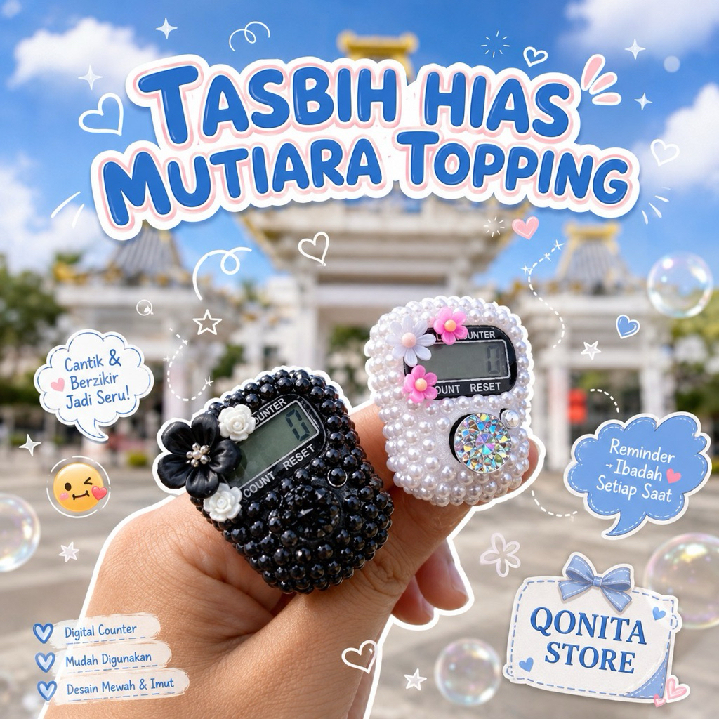 TASBIH DIGITAL HIAS MUTIARA TOPPING// TASBIH HIAS DIGITAL // TASBIH DIGITAL CANTIK MUTIARA