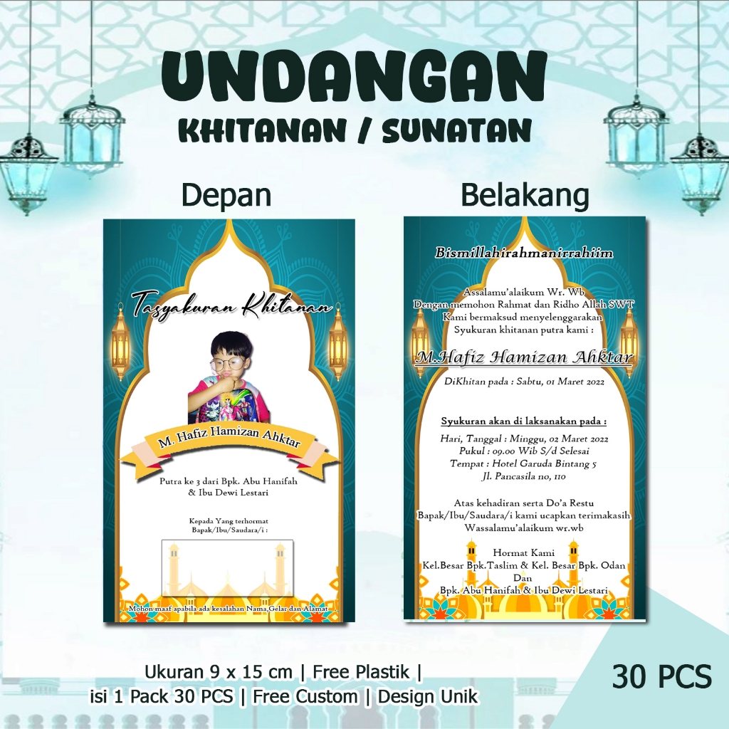 Undangan Khitan Kecil Custom Nama dan Foto Undangan Sunat KK 02