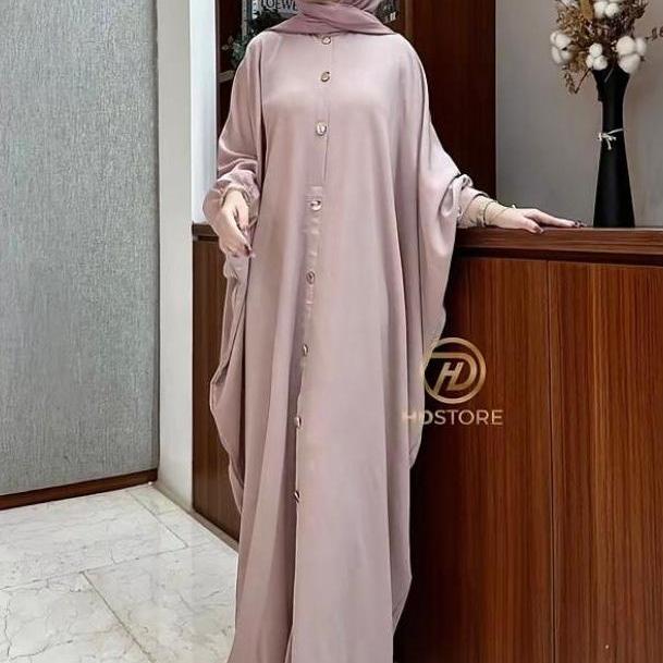 HAGIA ABAYA KAFTAN TURKEY SERIES GAMIS POLOS JUMBO TURKEY BAHAN JET BLACK