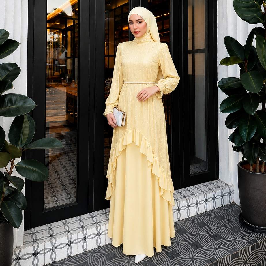 Dress Wanita Silvana Ceruty Babydoll mix Brukat Gamis Pesta Mewah Elegan Dress Kondangan Terbaru