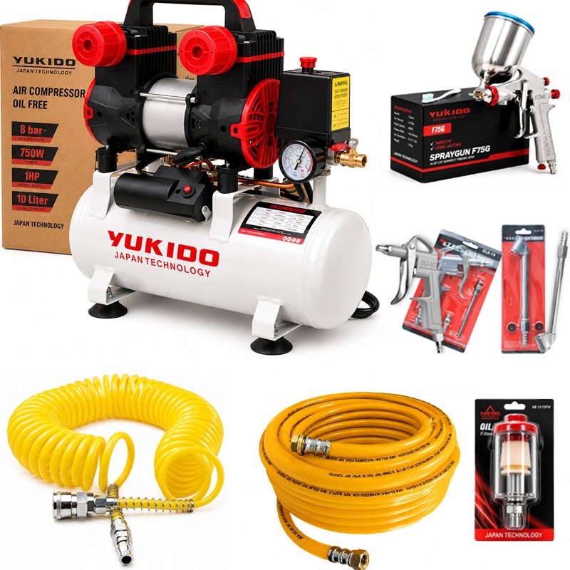 PAKET TUKANG PREMIUM CAT 7  ITEM LAKONI KOMPRESOR 9 LITER Mesin Kompresor Listrik Dengan selang reco