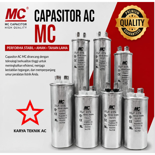 CAPASITOR AC MC 60 UF CAPASITOR MEREK MC 60UF