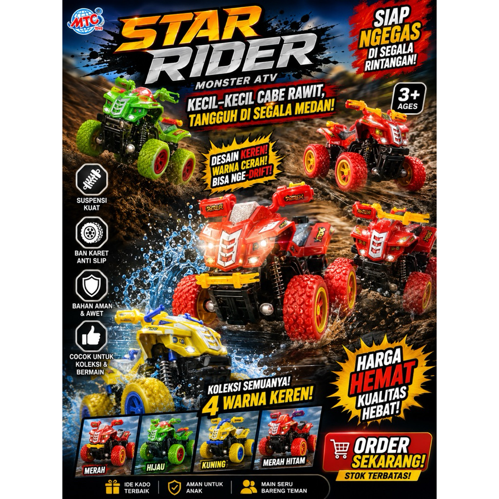 Mobil ATV Mainan Anak Monster ATV Offroad Ban