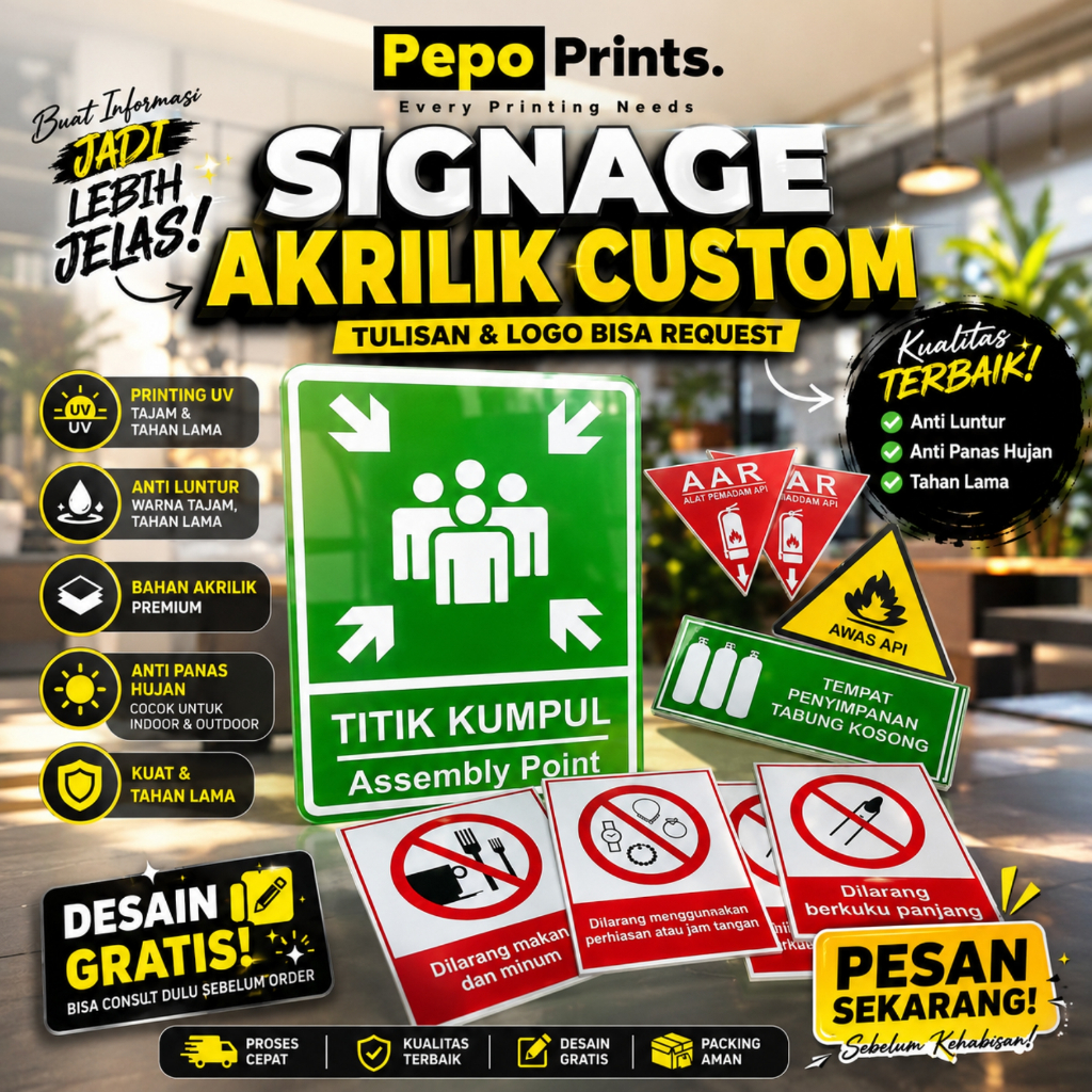 PAPAN SIGN BOARD CAFE RUMAH | AKRILIK HITAM CETAK UV CUSTOM LOGO