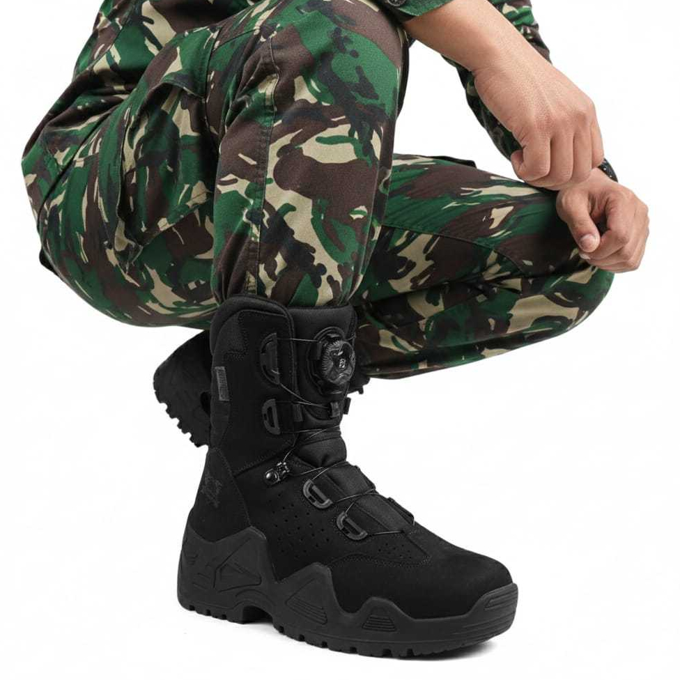 Caanggo - Sepatu PDL  Model Vigoroso Tali Putar Bahan Kulit Tinggi 8 Inc PDL TNI POLISI SATPAM Terba