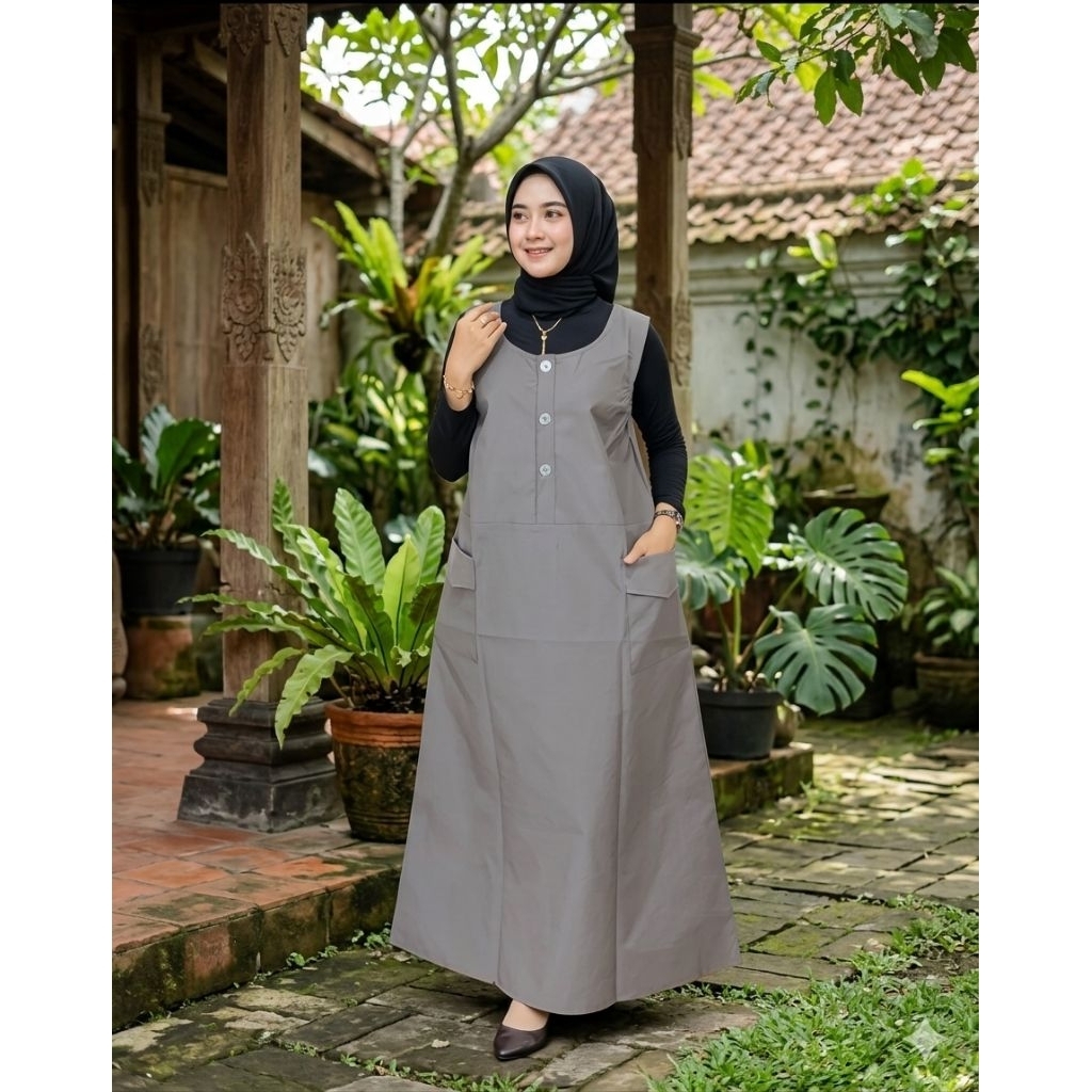 Overall Wanita Busui Dres Jumbo Jumsuit Baju Kodok Overall Temi LD110-120CM Katun twill combed melar