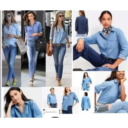 Denim Loft shirt kemeja Oversized pocket branded jeans wanita