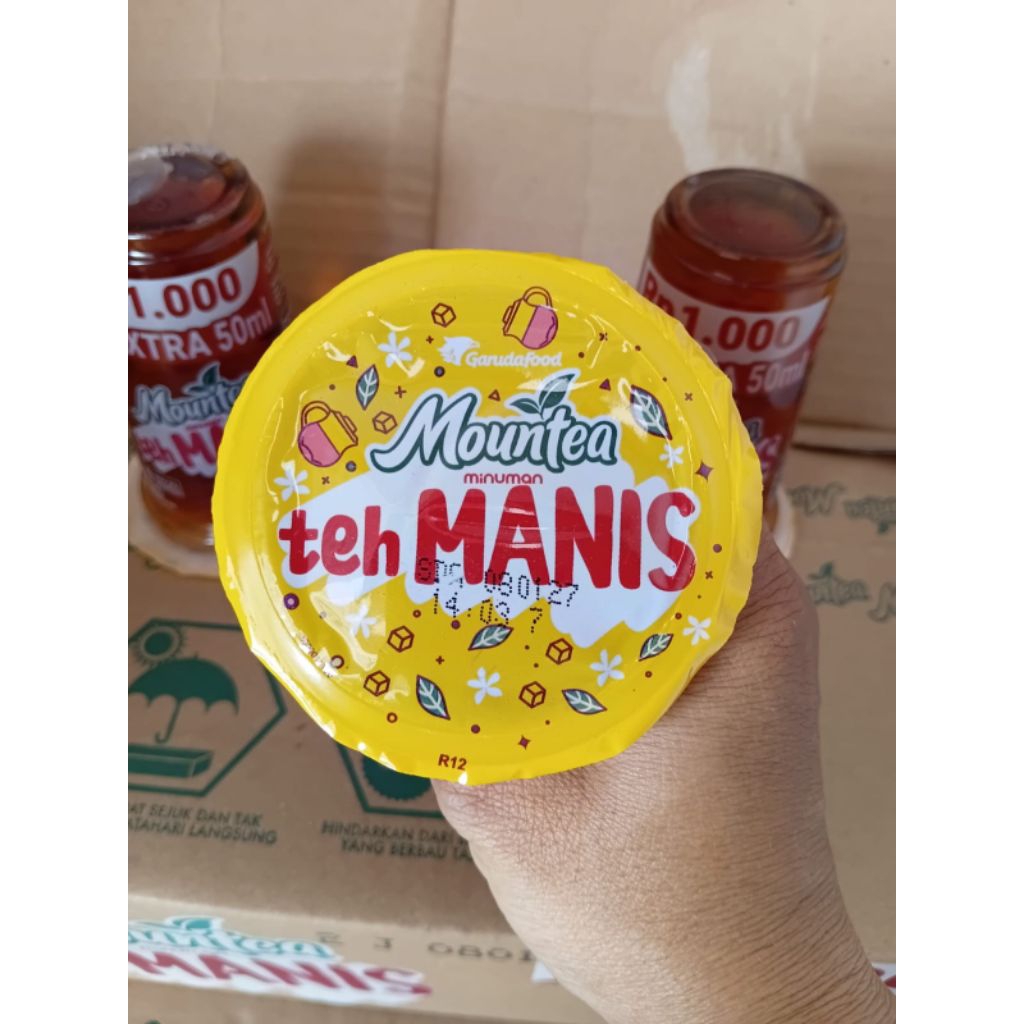 MOUNTEA BIG teh manis original kemasan gelas volume 215 ml per karton isi 24 gelas