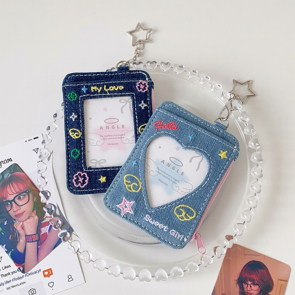 Card Holder Denim Jeans | Kpop Photocard Holder Denim Cute Cahol