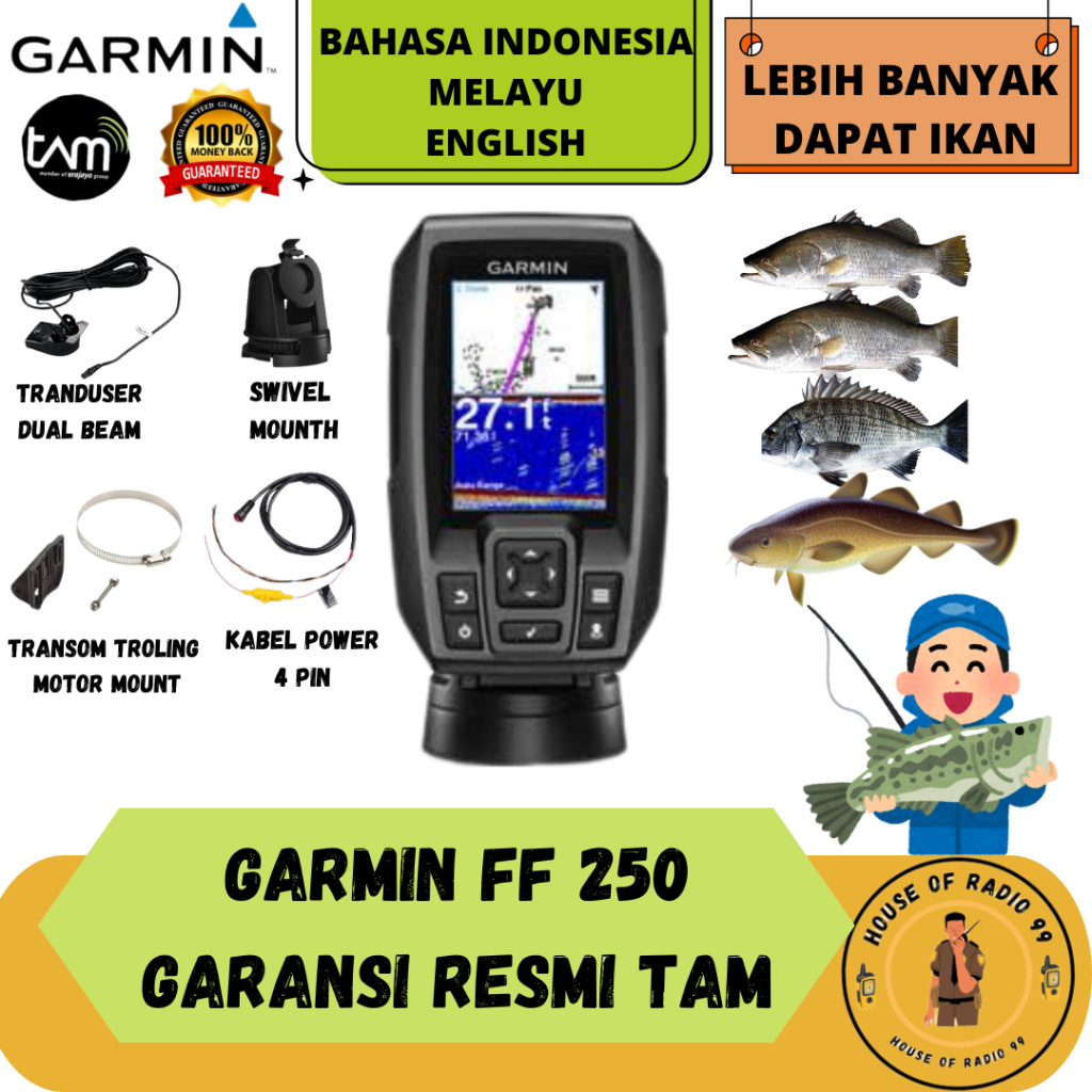 Garmin FF250 GPS Fishfinder Praktis Ori Garansi Fish Finder FF 250 Garmin ff250