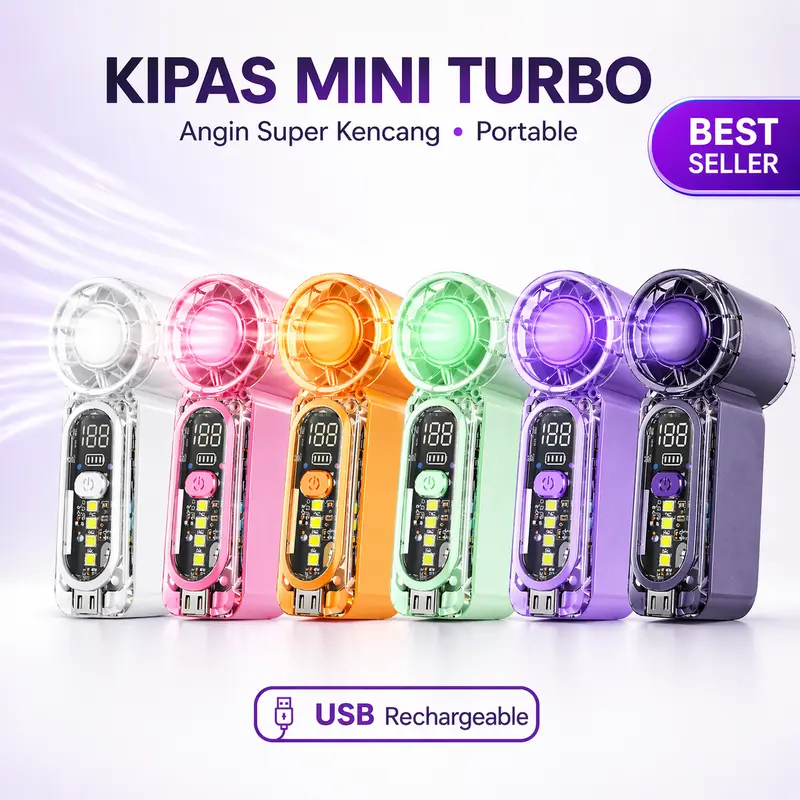 FAST Kipas Angin Portable Genggam Mini Fan USB Rechargeable Free Holder Tatakan Dudukan Kipas Tangan