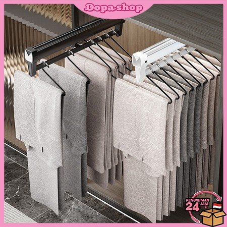 [READY] Gantungan Baju Tarik Rak Rel Gantungan Celana Teleskopik Batang Rel Pants Rack Pakaian Tarik