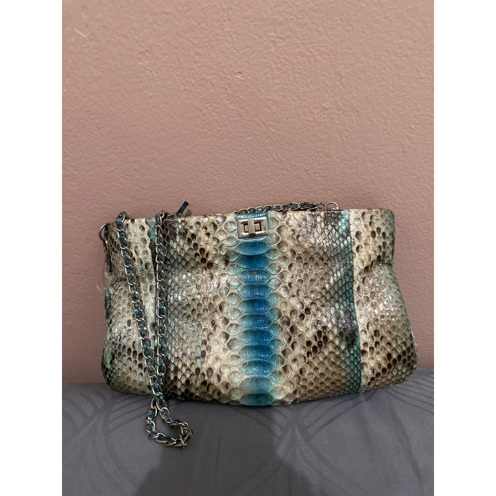 Minibagpy Tas Kondangan kulit ular - warna biru