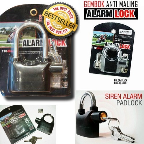 gembok alarm gembok anti maling 110dB kencang sirine gembok besar