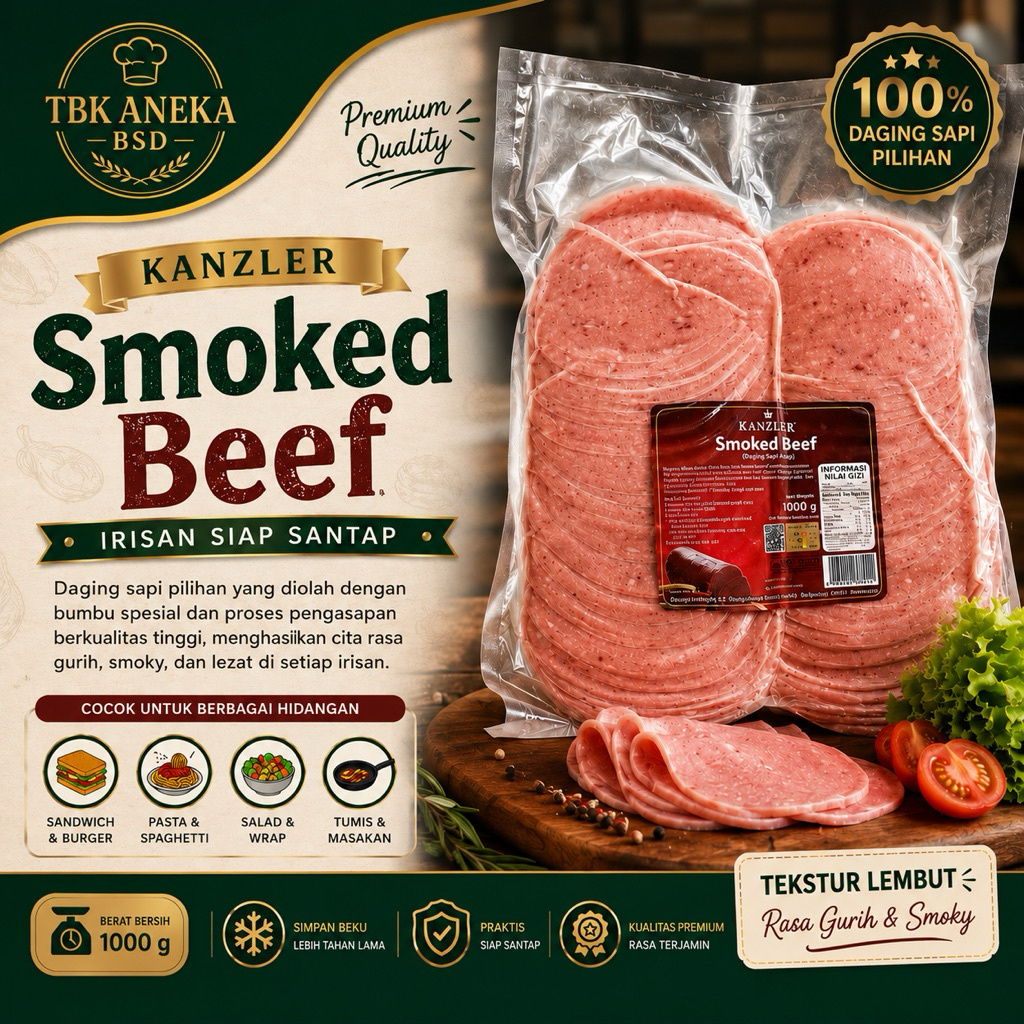 KANZLER SMOKE BEEF / DAGING SAPI ASAP 1kg - INSTANT ONLY