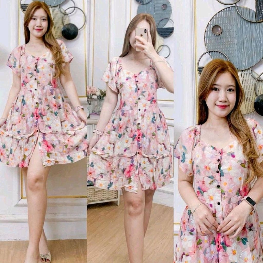Daster Becca Daster//Dress Mini Full Kancing Depan Busui Friendly Rayon Nyaman Wanita