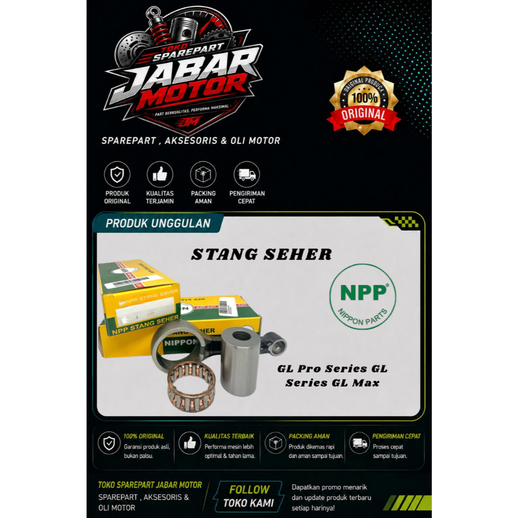 SETANG SEHER STANG SEHER PISTON CONROD 446 GL PRO SERIES  GL SERIES GL MAX MERK NPP