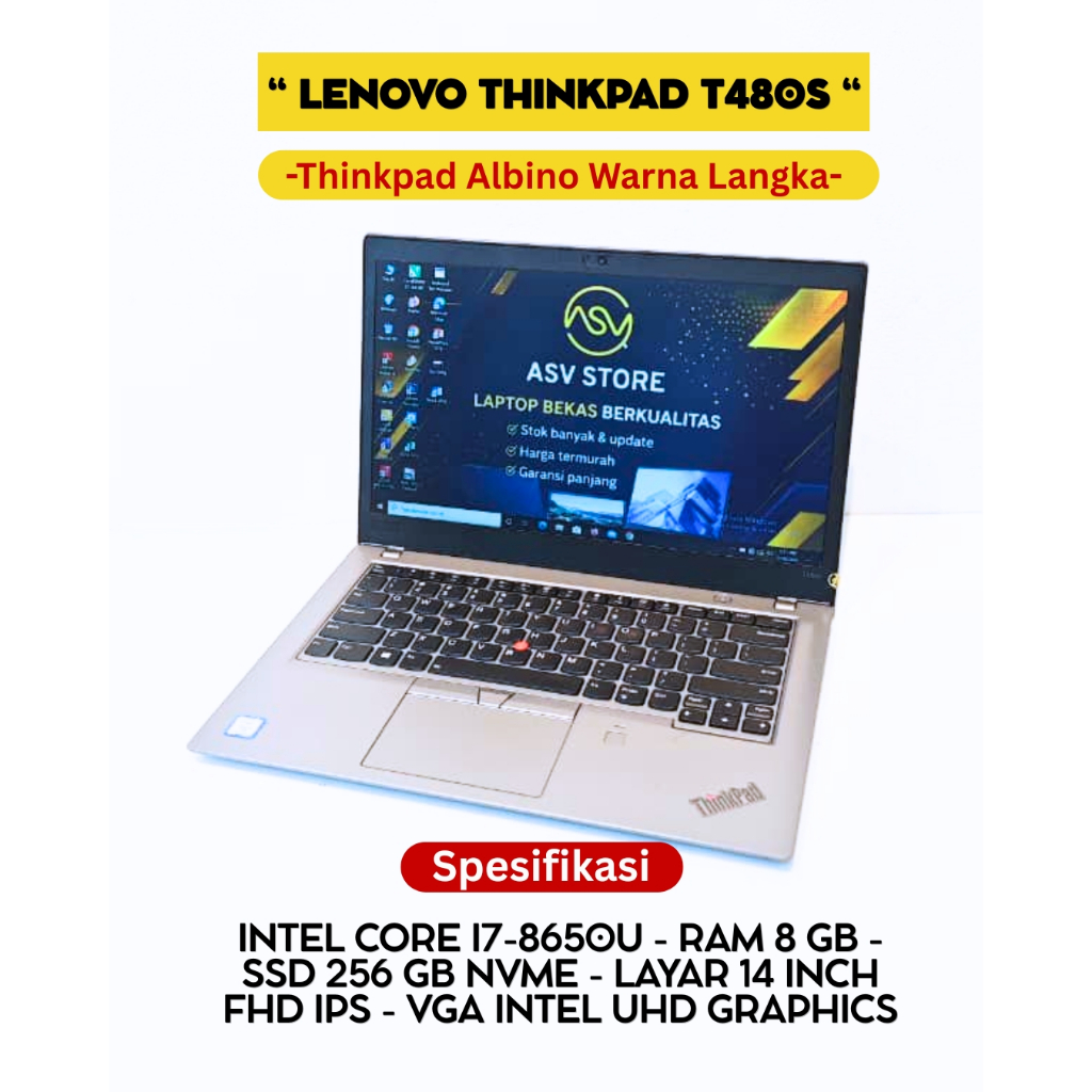 LENOVO THINKPAD T480S CORE I7 8650U RAM 8GB SSD 256GB NVIDIA GEFORCE MX150 2GB LAPTOP 14 INCH EDITIN