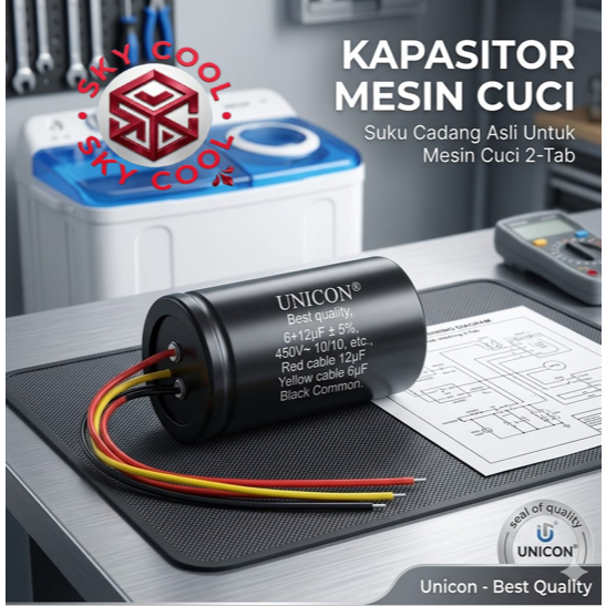 KAPASITOR /CAPASITOR 4+10UF UNICON MESIN CUCI 2 TABUNG