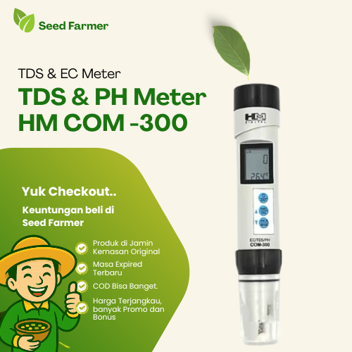 TDS EC Meter HM Digital COM-300 Alat Ukur PH TDS EC SUHU Air Original HM COD