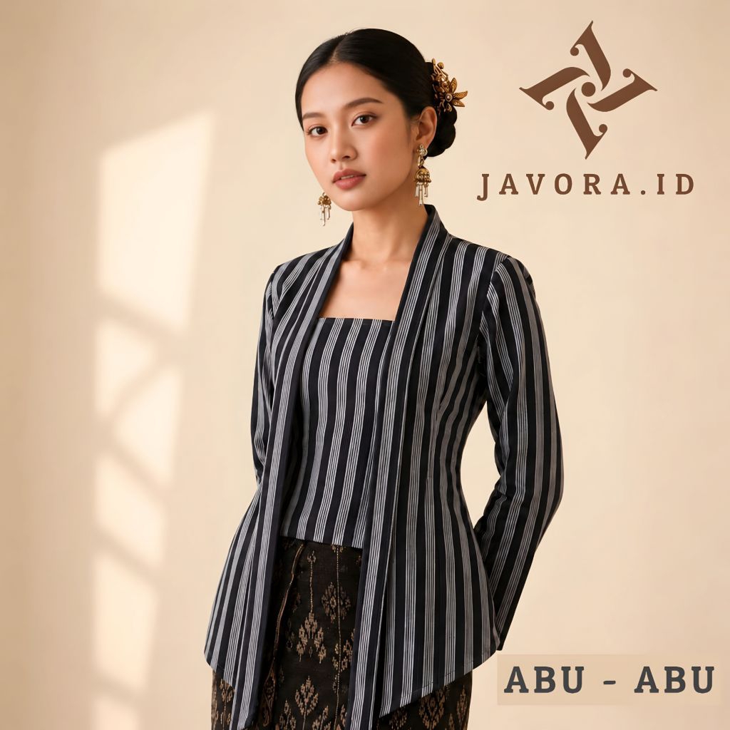 Javora - Kebaya Kutubaru Lurik Dewasa Wanita Atasan Baju Adat Jawa Tenun Lurik Modern