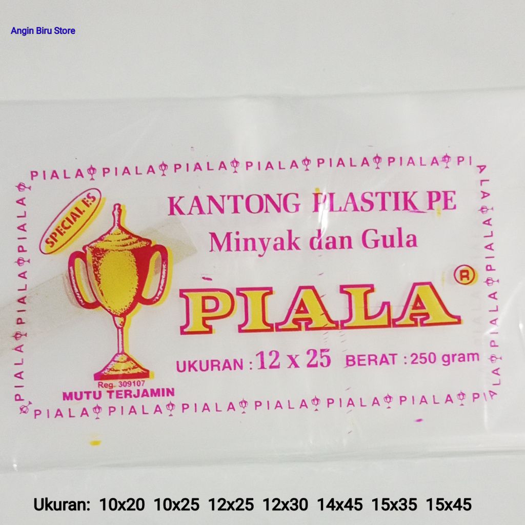 Kantong Plastik PE Piala 10x20 10x25 12x25 12x30 14x45 15x35 15x45 Berat 250g / Plastik Es Batu / Pl
