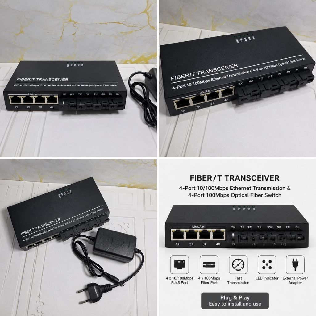 Htb Media Converter 4FO 4LAN Converter 100mbps 4 Port Fiber Optic 4 Port LAN 4 FO 4 LAN 4FO 4LAN htb