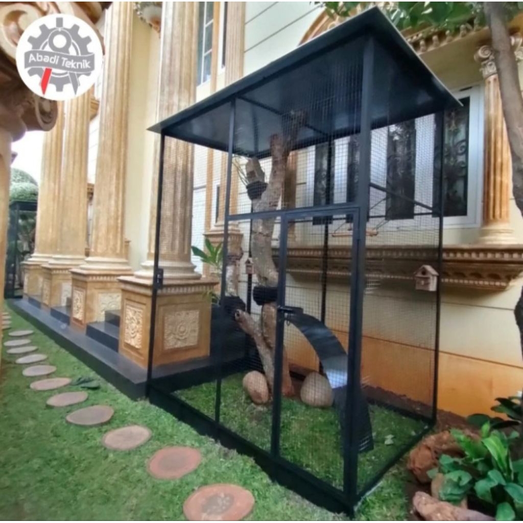 Sangkar Kandang Ternak Umbaran Koloni Aviary Besar Burung Lovebird Murai Nuri Kakak Tua Kenari Beo