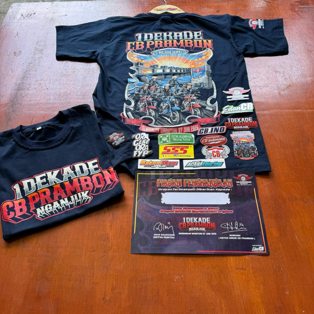KAOS ACARA 1 DEKADE CB PRAMBON NGANJUK FREE STIKER 10 + SERTIFIKAT PIAGAM