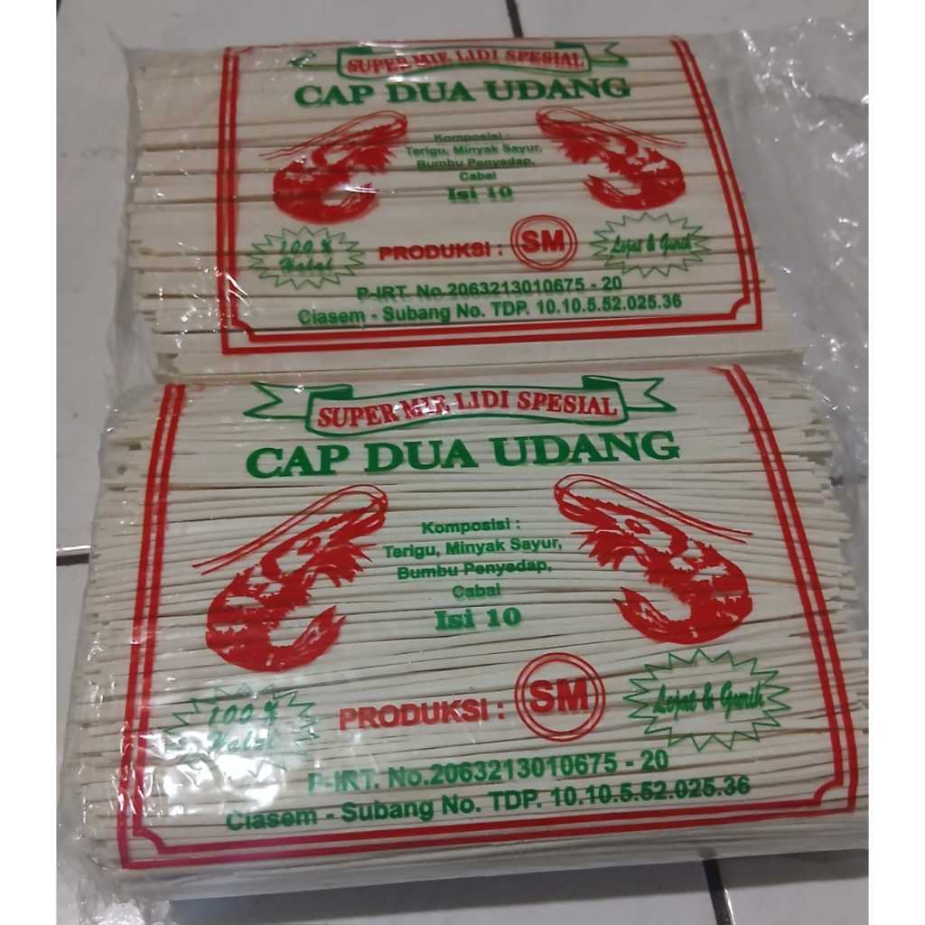 Mie Lidi Mentah Cap Dua Udang - Gepeng, Renyah Setelah Digoreng
