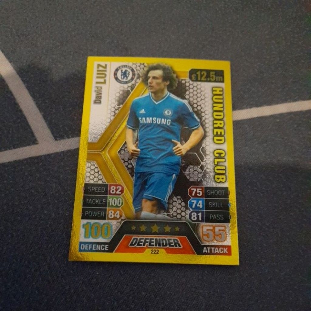 Kartu Match Attax 2013/14 – David Luiz Hundred Club Emas – Chelsea #222