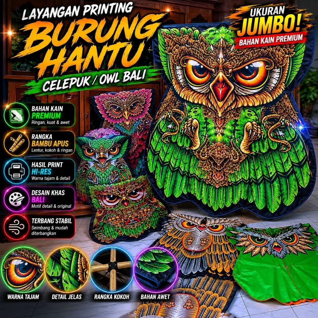 LAYANGAN CELEPUK ASLI BALI MOTIF PRINTING