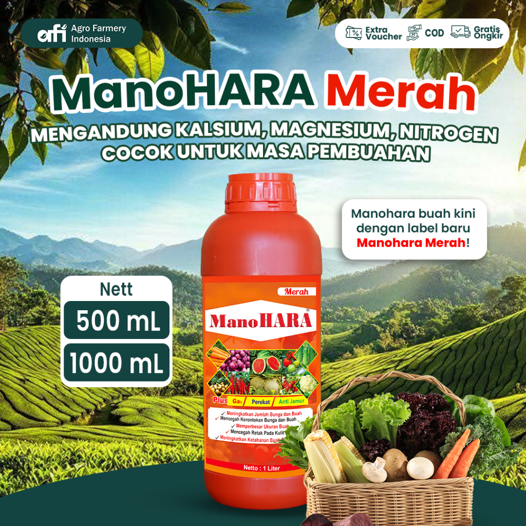 MANOHARA MERAH - Pupuk KCL Cair - Dilengkapi GA3 Perekat - Booster Bunga dan Buah - 100% Ori