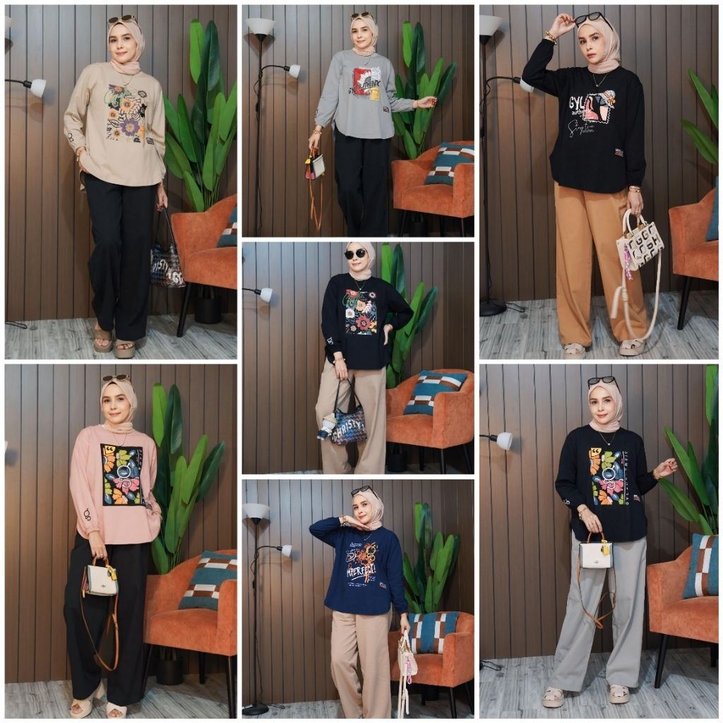 Set GYL Top Oval celana Katun by GYL AUTHENTIC